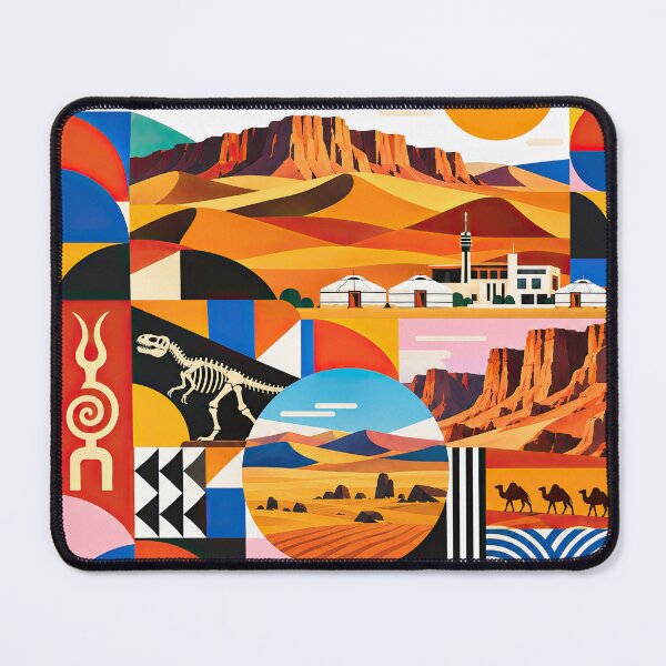 Item preview, Colorful geometric travel poster featuring Mongolia's desert lan designed and sold by ckybe.
