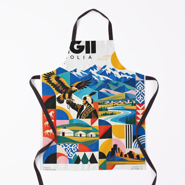 Item preview, Colorful Mongolian travel poster featuring an eagle hunter, designed and sold by ckybe.