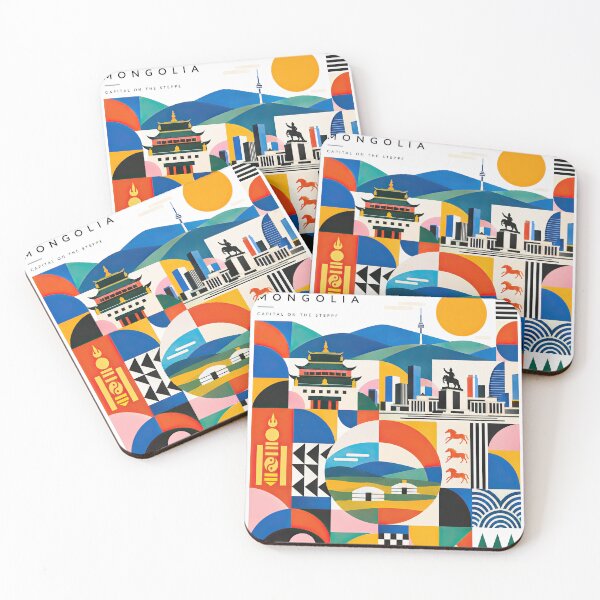 Item preview, Colorful geometric poster depicting Ulaanbaatar, Mongolia, with designed and sold by ckybe.