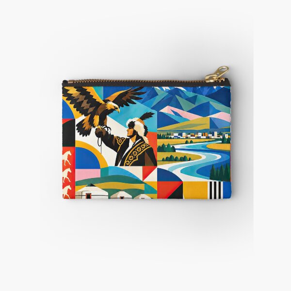 Item preview, Colorful Mongolian travel poster featuring an eagle hunter, designed and sold by ckybe.