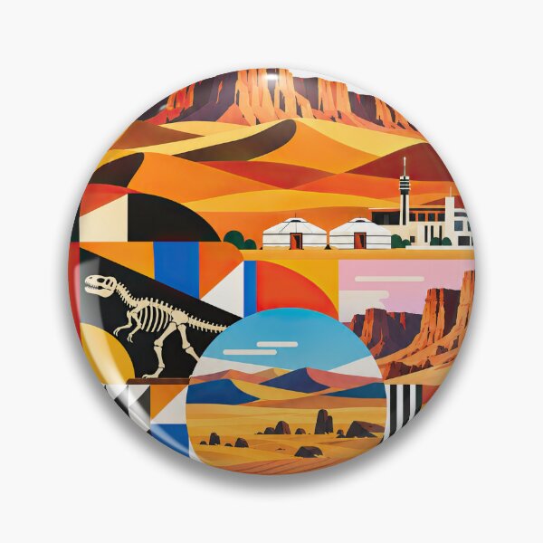 Item preview, Colorful geometric travel poster featuring Mongolia's desert lan designed and sold by ckybe.