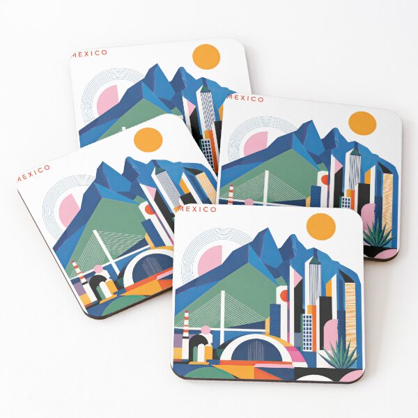 Item preview, Colorful geometric illustration of Monterrey, Mexico, featuring designed and sold by ckybe.