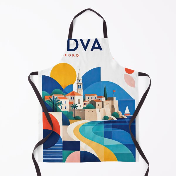 Item preview, Colorful geometric travel poster illustrating Budva, Montenegro, designed and sold by ckybe.
