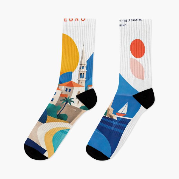 Item preview, Colorful geometric travel poster illustrating Budva, Montenegro, designed and sold by ckybe.