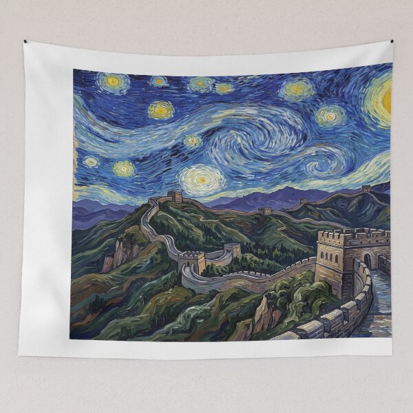 Item preview, Great Wall of China Starry Night Historical Landscape designed and sold by Bad-Decisions-Designs.