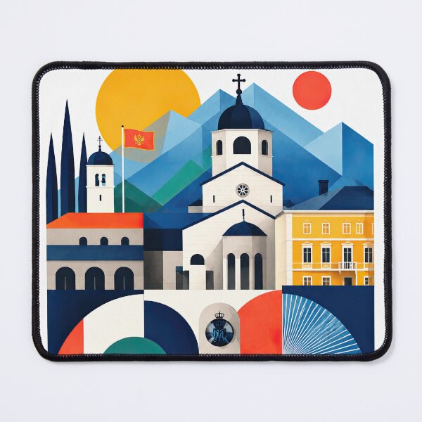 Item preview, Colorful geometric poster illustrating Cetinje, Montenegro, with designed and sold by ckybe.