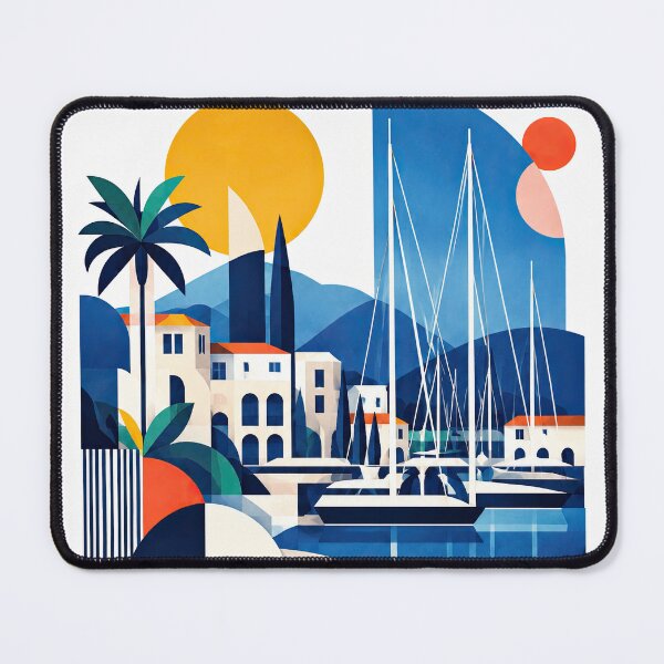 Item preview, Stylized geometric travel poster depicting Tivat, Montenegro, wi designed and sold by ckybe.