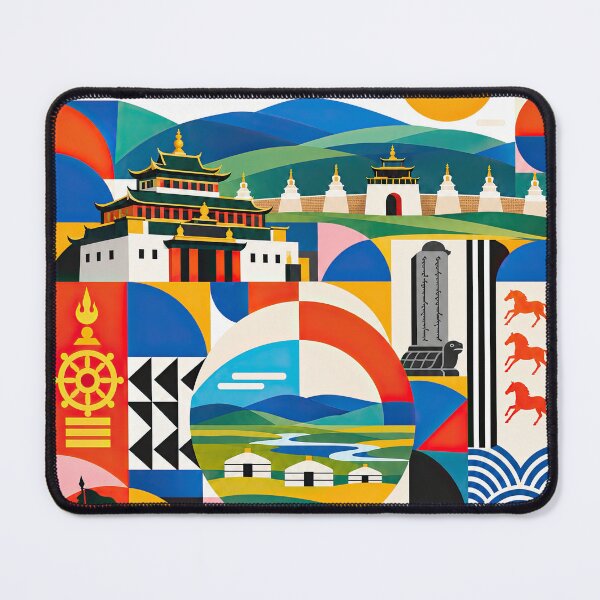 Item preview, Colorful geometric travel poster for Karakorum, Mongolia, featur designed and sold by ckybe.