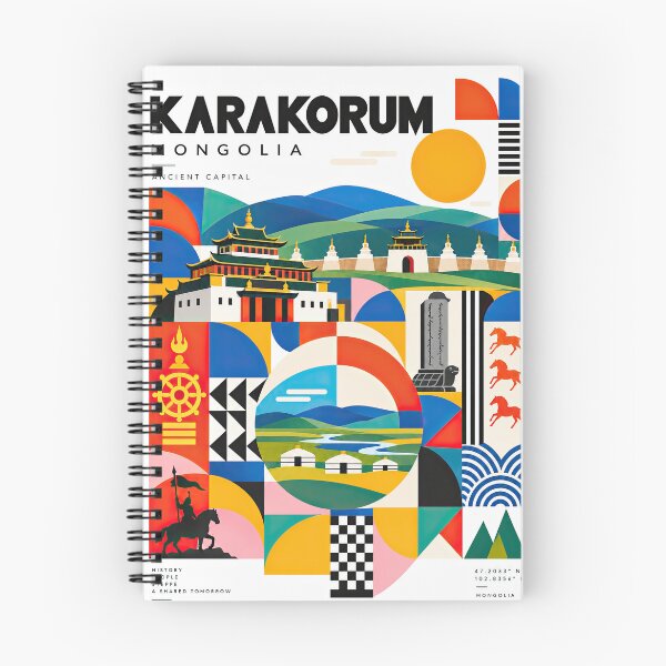 Item preview, Colorful geometric travel poster for Karakorum, Mongolia, featur designed and sold by ckybe.