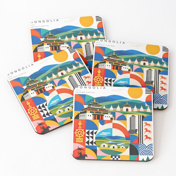 Item preview, Colorful geometric travel poster for Karakorum, Mongolia, featur designed and sold by ckybe.