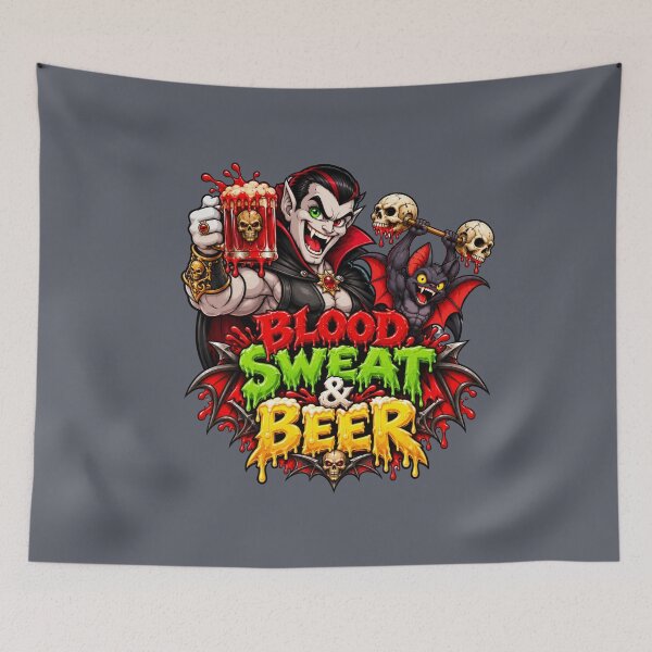 Item preview, Blood, Sweat & Beer – Funny Dracula Halloween Gym designed and sold by Aimetoi.