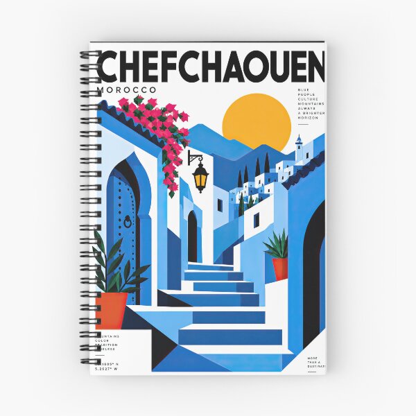 Item preview, Colorful illustrated poster of Chefchaouen, Morocco, showing blu designed and sold by ckybe.
