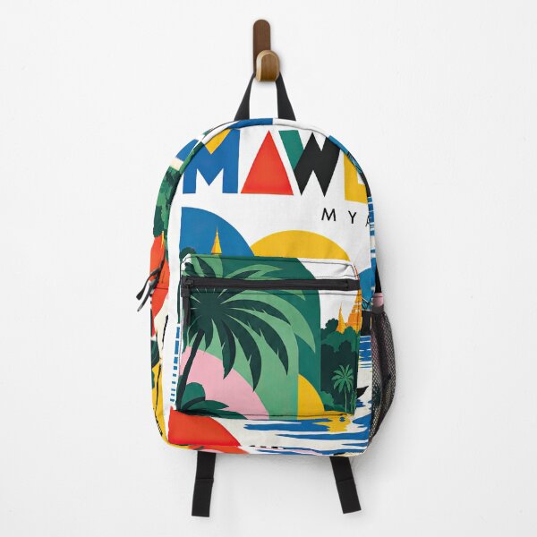 Item preview, Colorful vintage-style travel poster collage featuring Myanmar l designed and sold by ckybe.