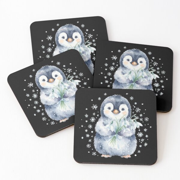 Item preview, Cute Watercolor Baby Penguin With Snowdrops designed and sold by bvdesignart.