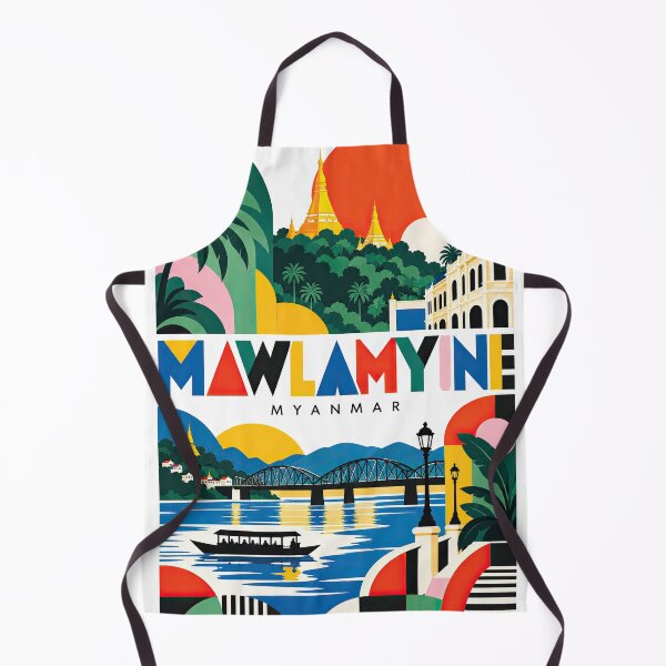 Item preview, Colorful vintage-style travel poster collage featuring Myanmar l designed and sold by ckybe.