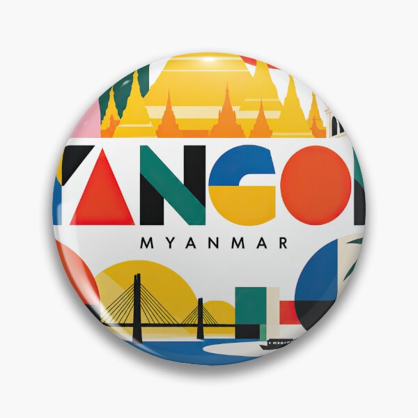 Item preview, Colorful geometric illustration of Myanmar landmarks, pagoda, br designed and sold by ckybe.