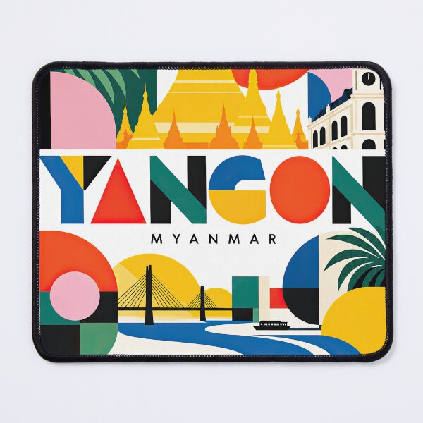 Item preview, Colorful geometric illustration of Myanmar landmarks, pagoda, br designed and sold by ckybe.