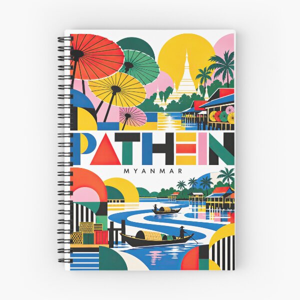 Item preview, Colorful geometric travel poster depicting Myanmar landmarks, pa designed and sold by ckybe.