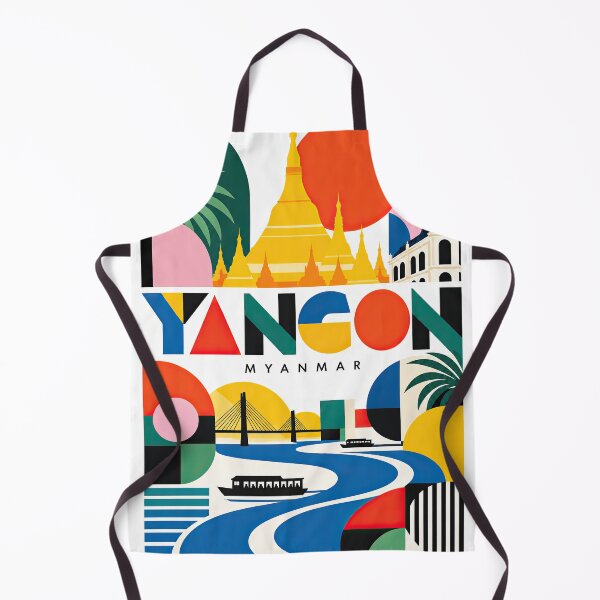 Item preview, Colorful geometric illustration of Myanmar landmarks, pagoda, br designed and sold by ckybe.