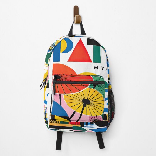 Item preview, Colorful geometric travel poster depicting Myanmar landmarks, pa designed and sold by ckybe.