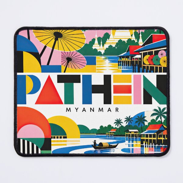 Item preview, Colorful geometric travel poster depicting Myanmar landmarks, pa designed and sold by ckybe.