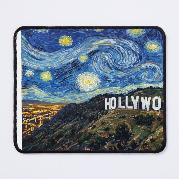 Item preview, Hollywood Sign Starry Night Historical Landscape designed and sold by Bad-Decisions-Designs.