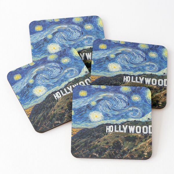 Item preview, Hollywood Sign Starry Night Historical Landscape designed and sold by Bad-Decisions-Designs.
