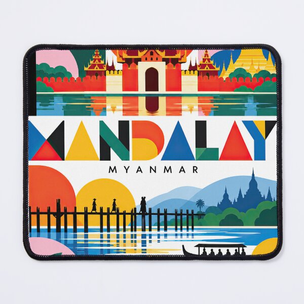 Item preview, Colorful travel poster illustrating Myanmar landmarks, temples, designed and sold by ckybe.