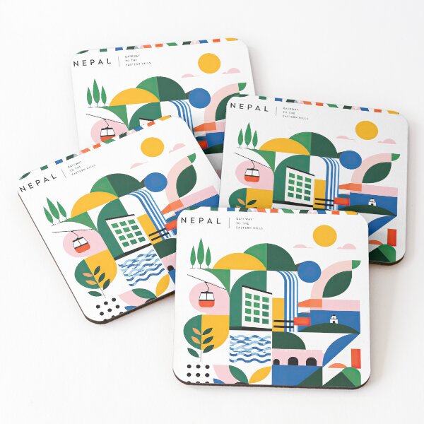 Item preview, Abstract geometric travel poster for Dharan, Nepal, featuring designed and sold by ckybe.