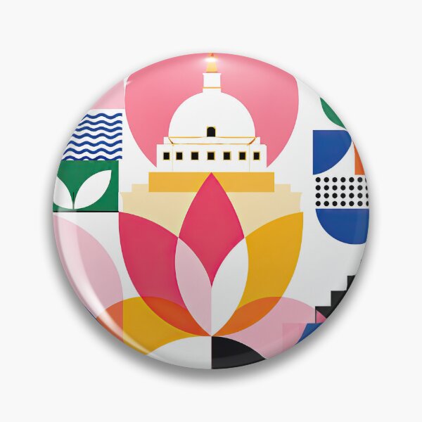 Item preview, Colorful geometric illustration of Lumbini, Nepal, featuring a designed and sold by ckybe.