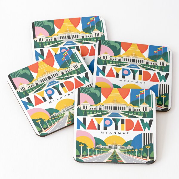 Item preview, Colorful geometric illustration of Myanmar landmarks, national f designed and sold by ckybe.