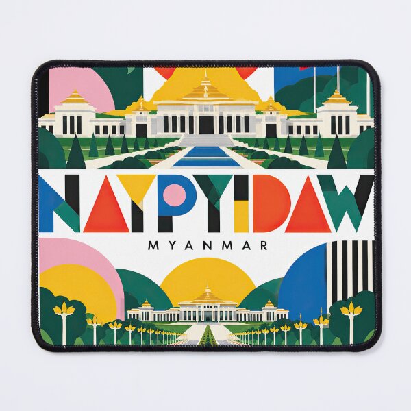 Item preview, Colorful geometric illustration of Myanmar landmarks, national f designed and sold by ckybe.