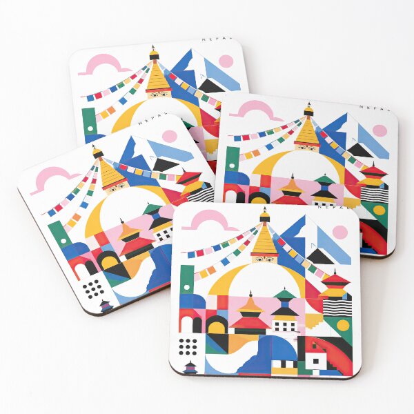 Item preview, Colorful geometric illustration of Kathmandu, Nepal featuring st designed and sold by ckybe.