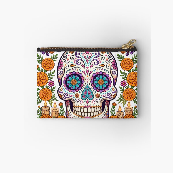 Item preview, Día de los Muertos Sugar Skull Calavera Marigold Sticker designed and sold by Gurrteg.