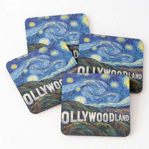 Item preview, Hollywoodland Sign Starry Night Historical Landscape designed and sold by Bad-Decisions-Designs.