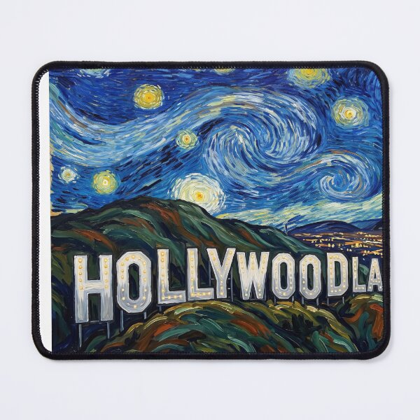 Item preview, Hollywoodland Sign Starry Night Historical Landscape designed and sold by Bad-Decisions-Designs.