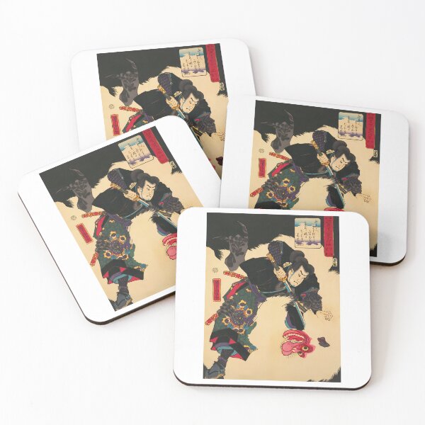 Item preview, Samurai Fighting White Monster - Vintage Japanese Ukiyo-E Woodblock designed and sold by lilahhu-tchins.