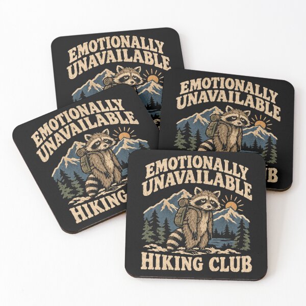 Item preview, Emotionally Unavailable Hiking Club Funny Raccoon Vintage T-Shirt designed and sold by desiigned.
