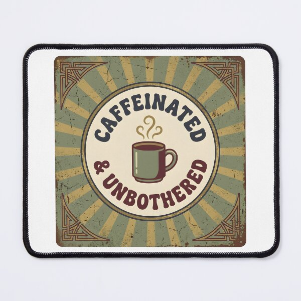 Item preview, Caffeinated And Unbothered Vintage Square Coffee Badge Retro Sign designed and sold by ahmadhamdi.
