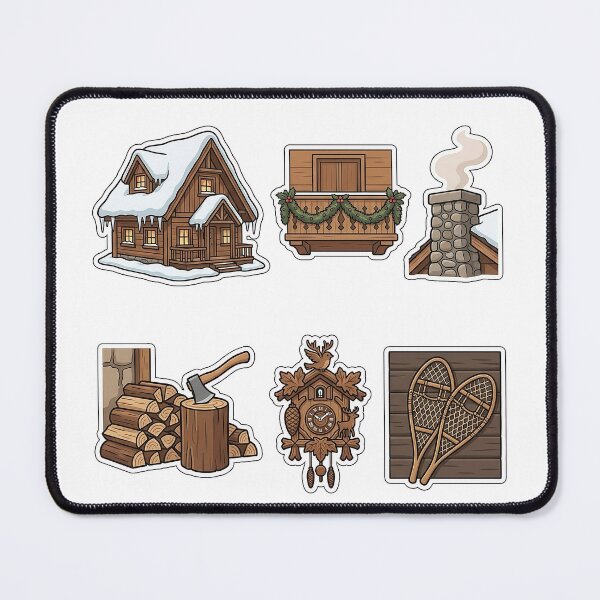 Item preview, Alpine Winter Chalet Sticker Pack - Mountain Cabin Scenery Set designed and sold by SimpleP.