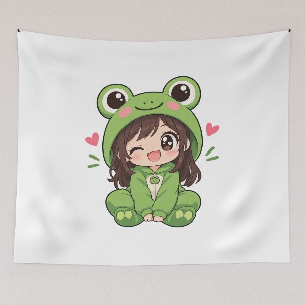 Item preview, Kawaii Frog Girl Cute Frog Hoodie designed and sold by RonBear-Designs.