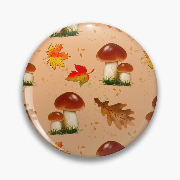 Item preview, Woodland Bolete Mushroom Oak Maple Leaf Warm Tan designed and sold by FestivityFinds.