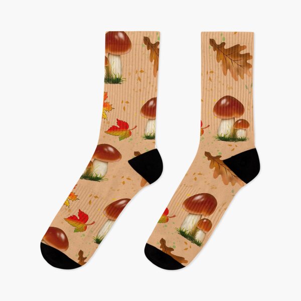 Item preview, Woodland Bolete Mushroom Oak Maple Leaf Warm Tan designed and sold by FestivityFinds.