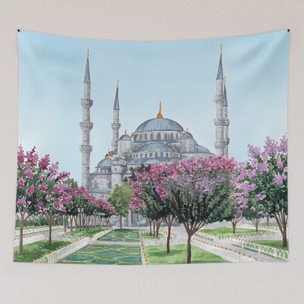 Item preview, Blue Mosque Istanbul Watercolor – Turkey Cityscape Art designed and sold by POSTERIOCREW.