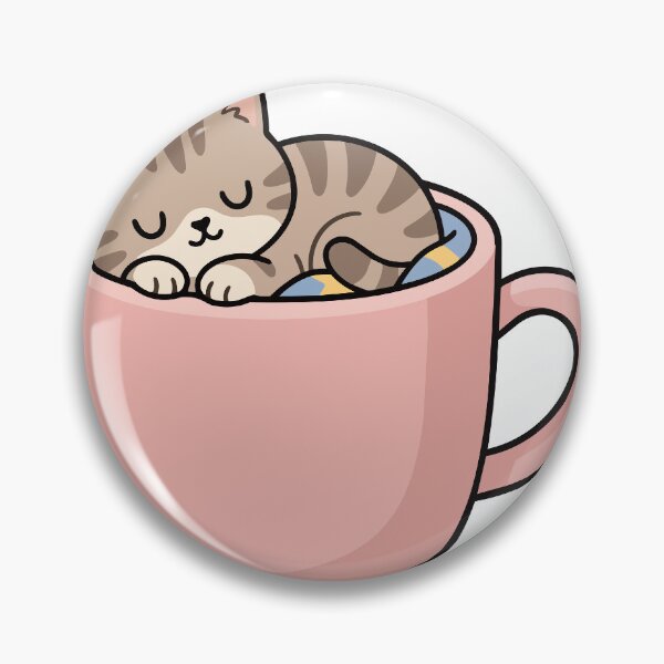 Item preview, Cute Sleeping Cat In Coffee Mug Kawaii Tabby Kitten designed and sold by ALNA05.