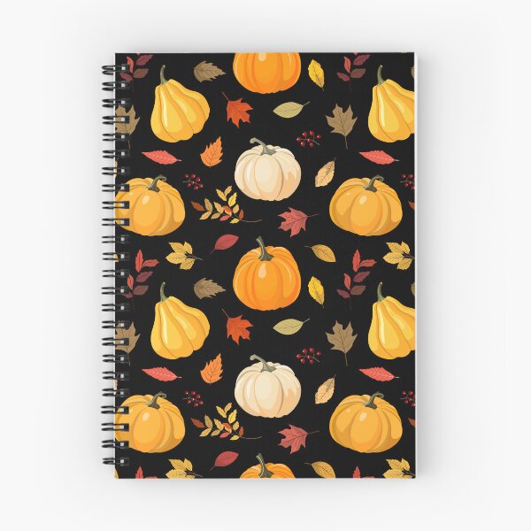 Item preview, Harvest Pumpkin Squash Fall Leaf Black Seamless Pattern designed and sold by FestivityFinds.