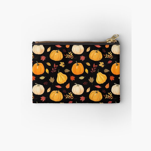 Item preview, Harvest Pumpkin Squash Fall Leaf Black Seamless Pattern designed and sold by FestivityFinds.