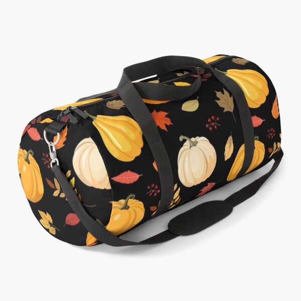 Item preview, Harvest Pumpkin Squash Fall Leaf Black Seamless Pattern designed and sold by FestivityFinds.