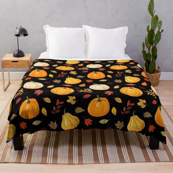 Item preview, Harvest Pumpkin Squash Fall Leaf Black Seamless Pattern designed and sold by FestivityFinds.