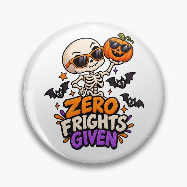 Item preview, Zero Frights Given Halloween Skeleton | Funny Spooky Pumpkin & Bat Design designed and sold by Pixanova.